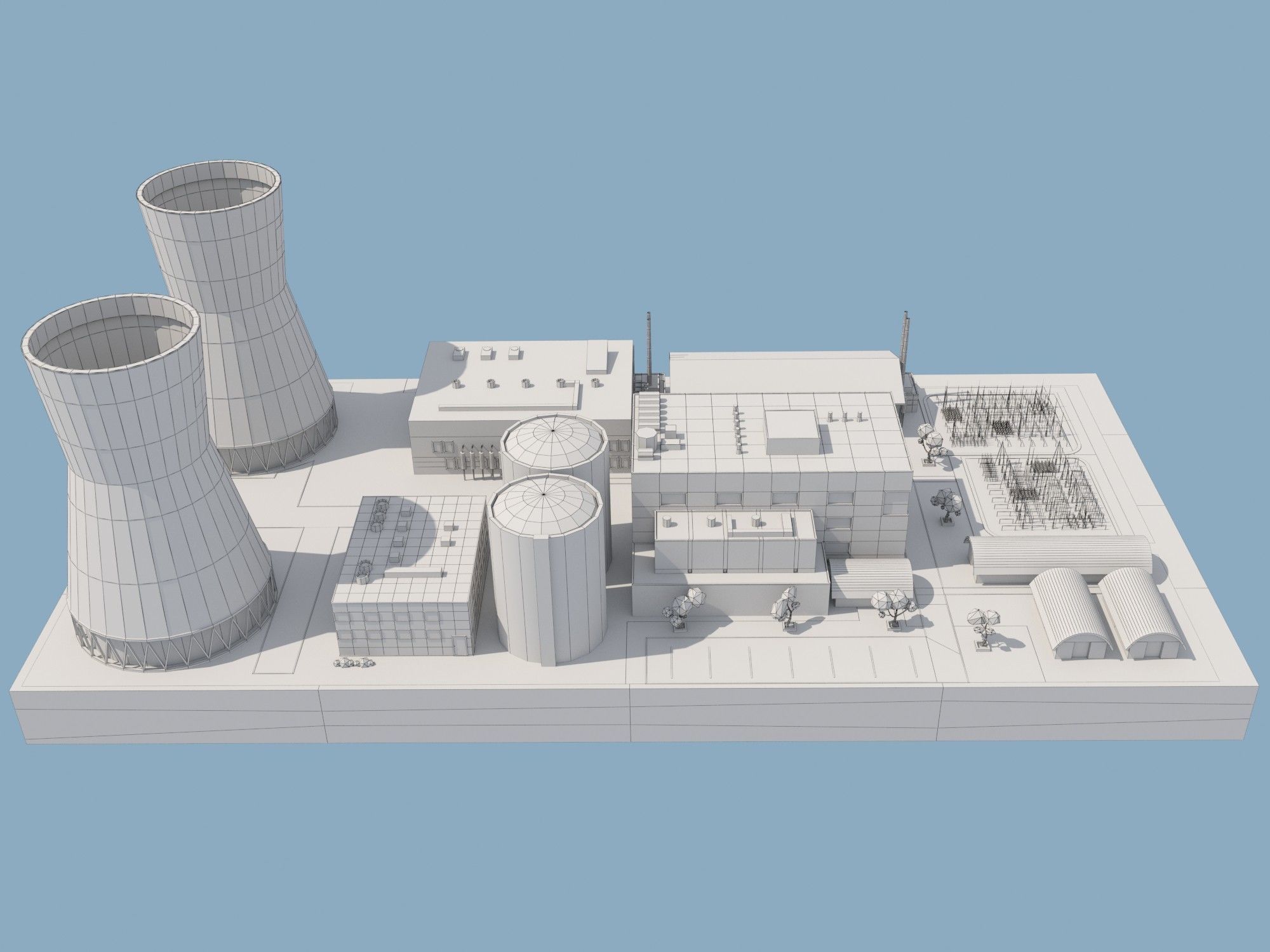 Nuclear Power Plant Low-poly 3D model_12