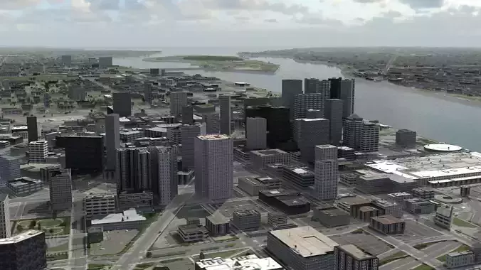 Detroit City Low-poly 3D model
