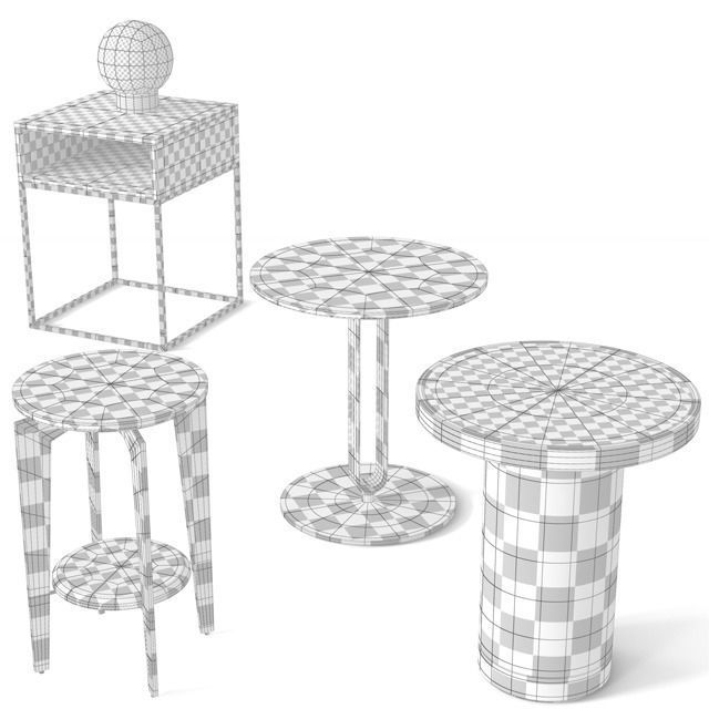 Bedside Table Collection Low-poly 3D model_5