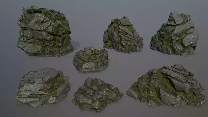 rocks rock with moss