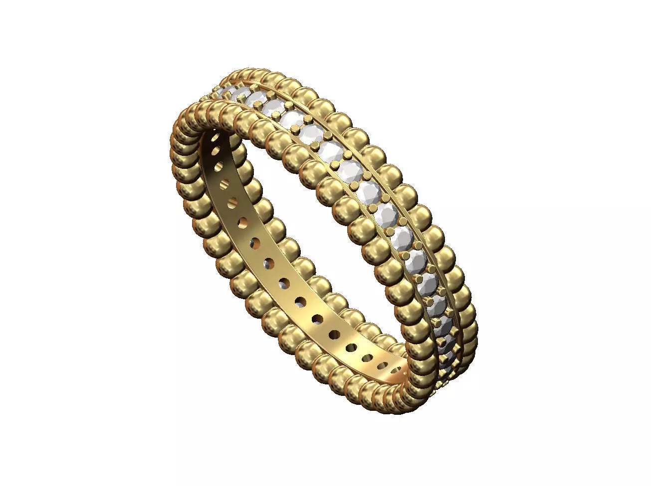 Bubble sides diamond line band US size 6 7 8 3D print model