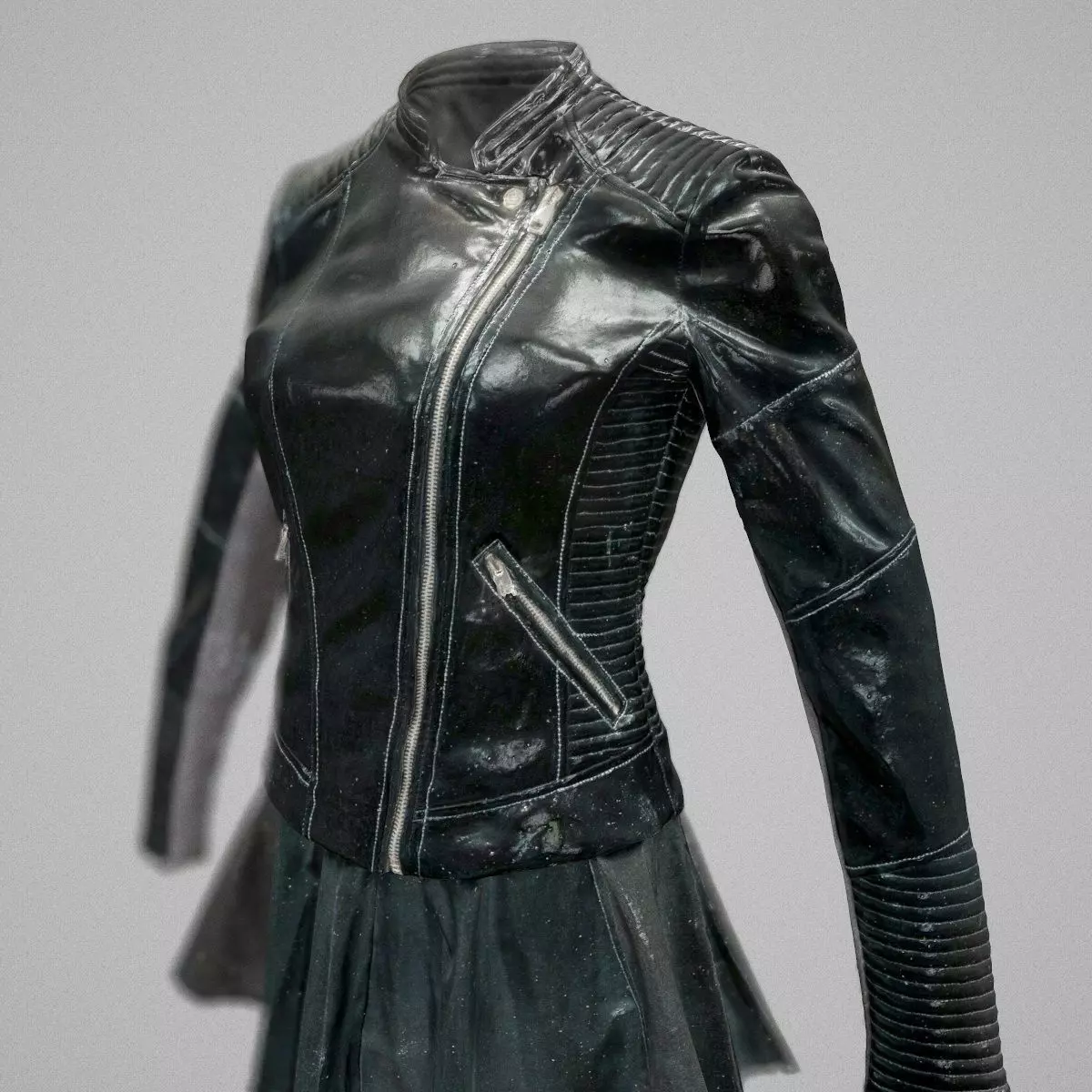 All black Womans leather outfit Low-poly 3D model