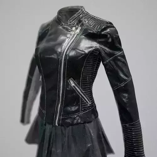 All black Womans leather outfit