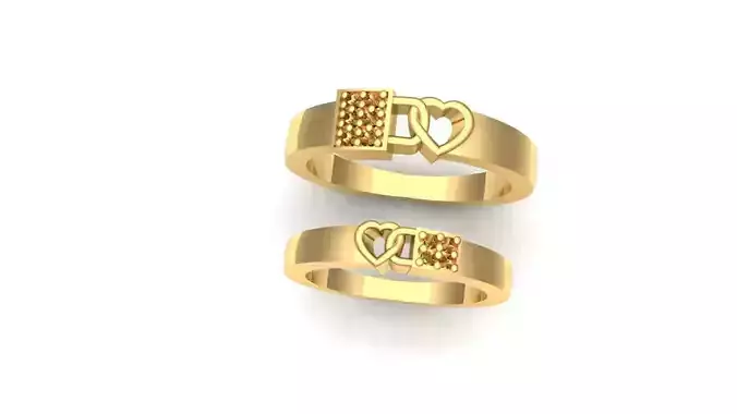couple rings heart lock