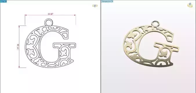 G letter pendant 3D print model
