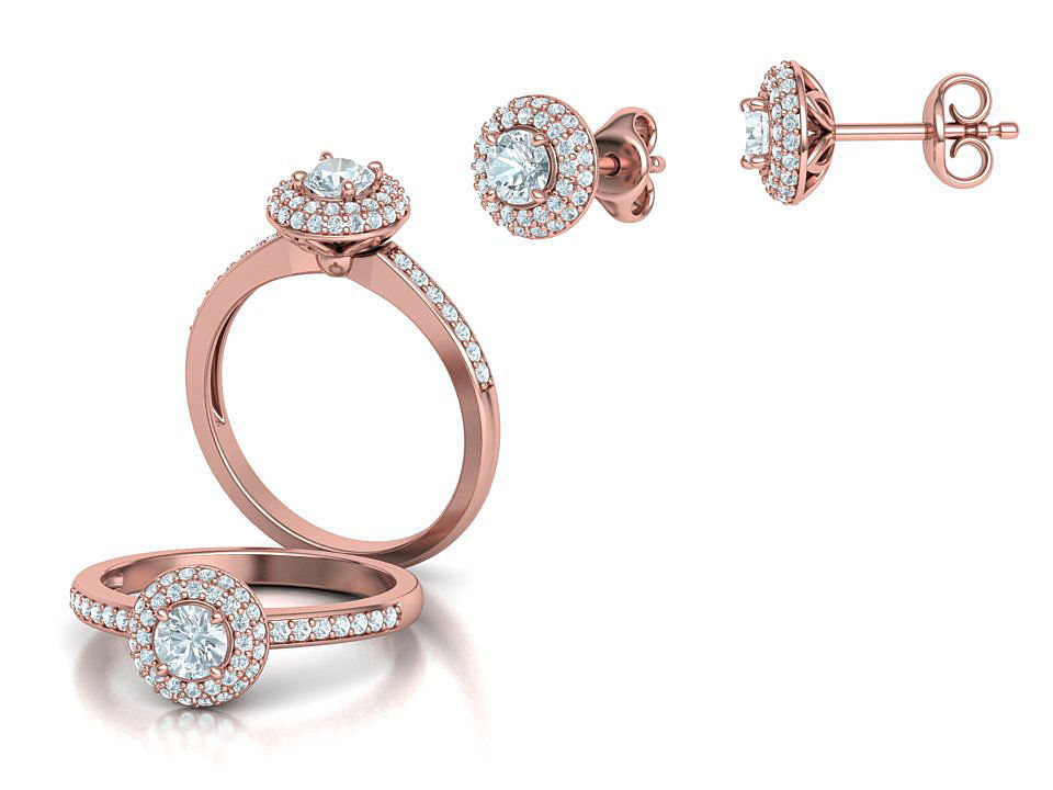 Round Halo Collection Stud Earrings and Ring _3