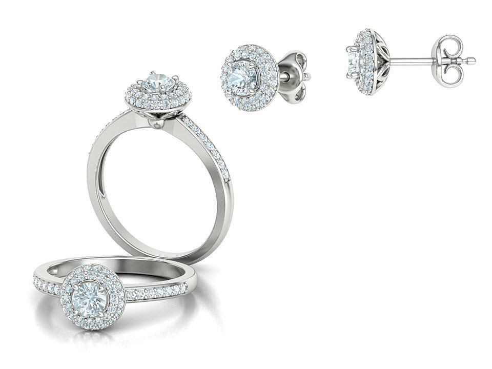 Round Halo Collection Stud Earrings and Ring _4