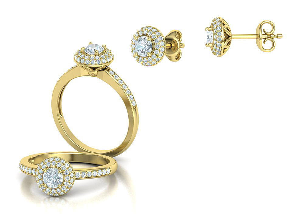 Round Halo Collection Stud Earrings and Ring _5