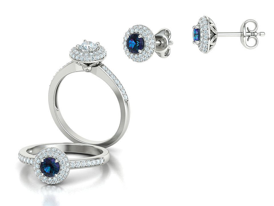 Round Halo Collection Stud Earrings and Ring _2