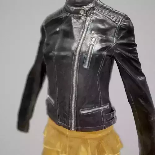 Golden Skirt and Leather Jacket
