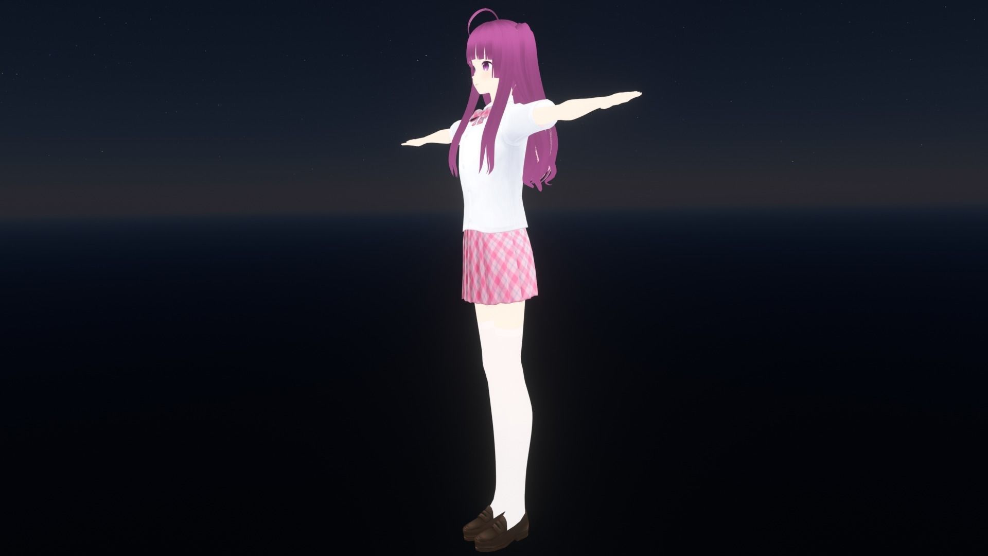 cute anime girl character - Yuri Low-poly 3D model_3
