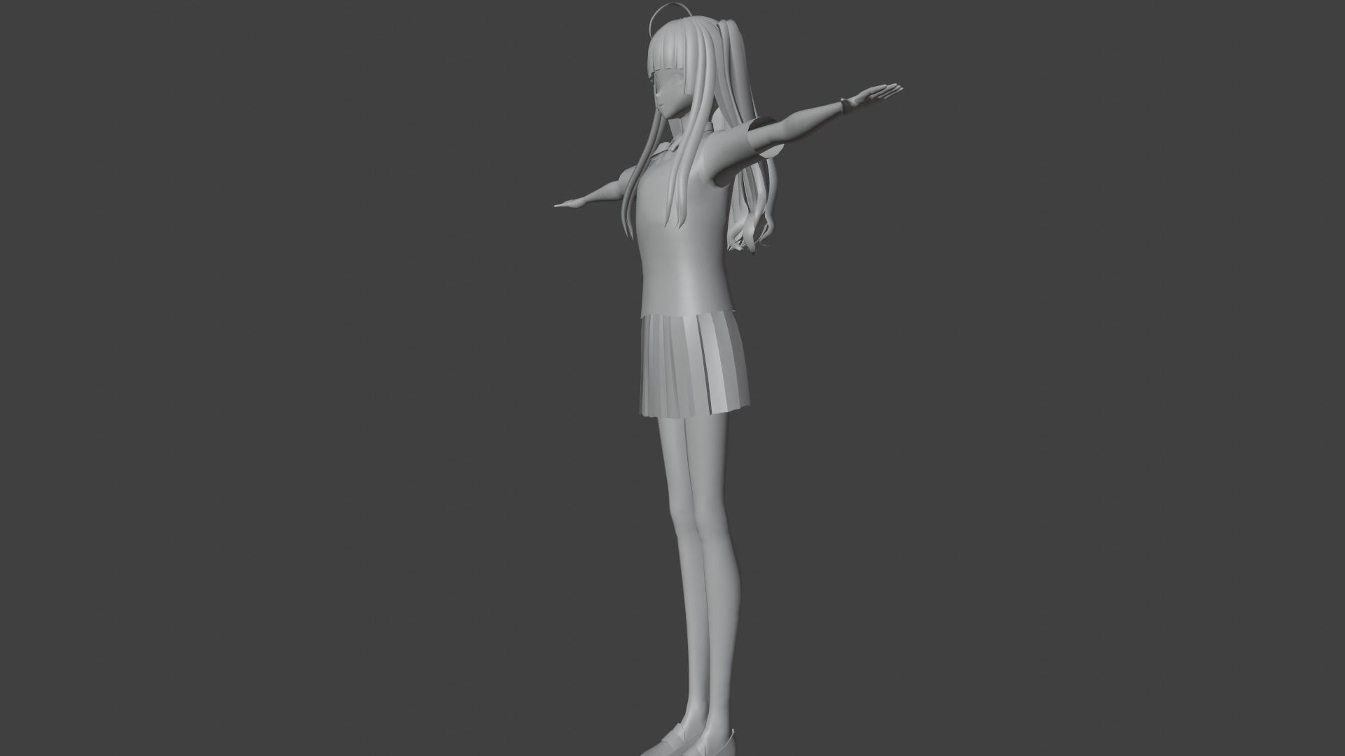 cute anime girl character - Yuri Low-poly 3D model_7