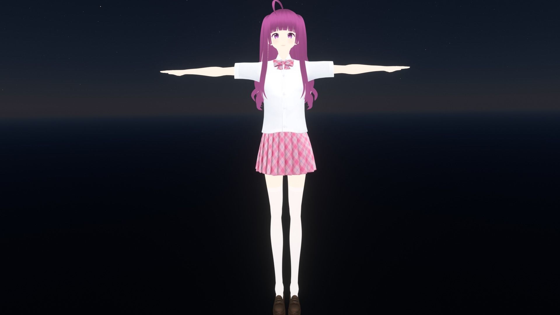 cute anime girl character - Yuri Low-poly 3D model_2