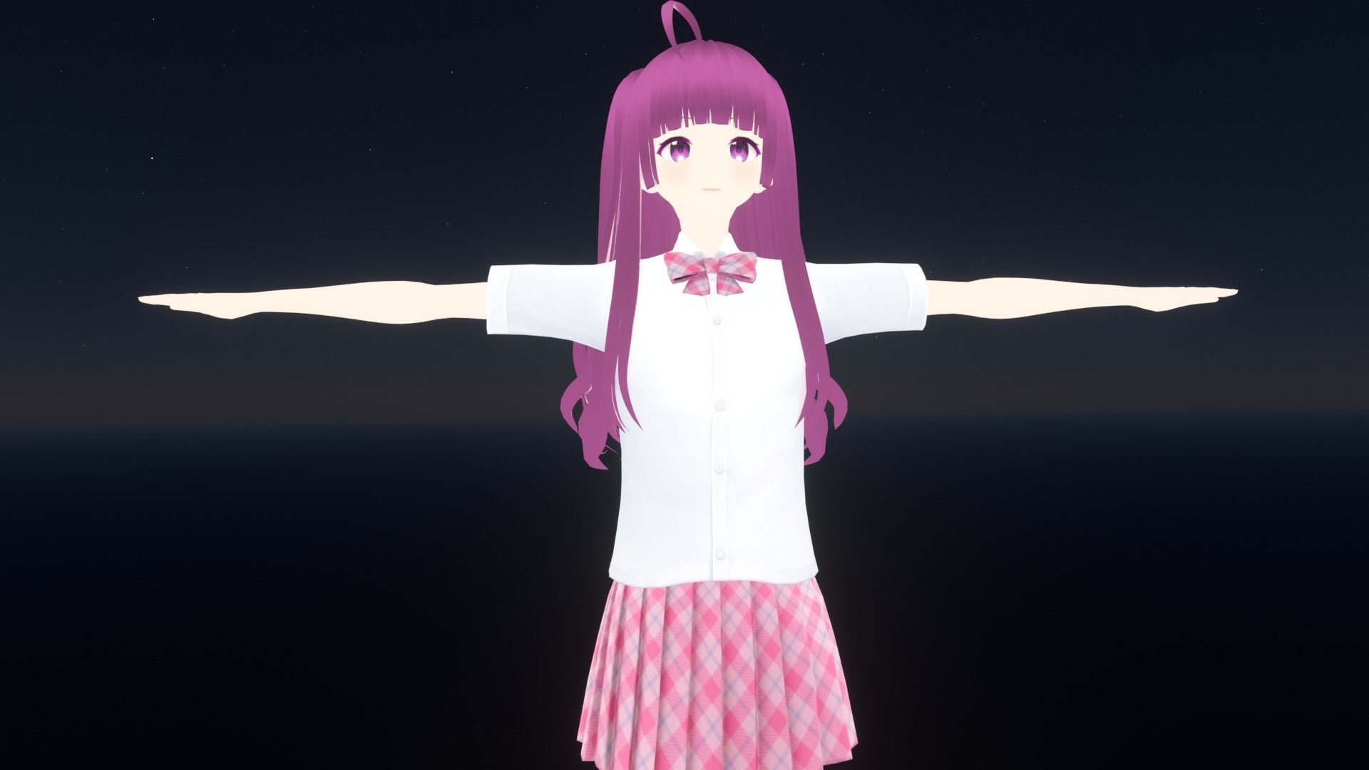 cute anime girl character - Yuri Low-poly 3D model_1
