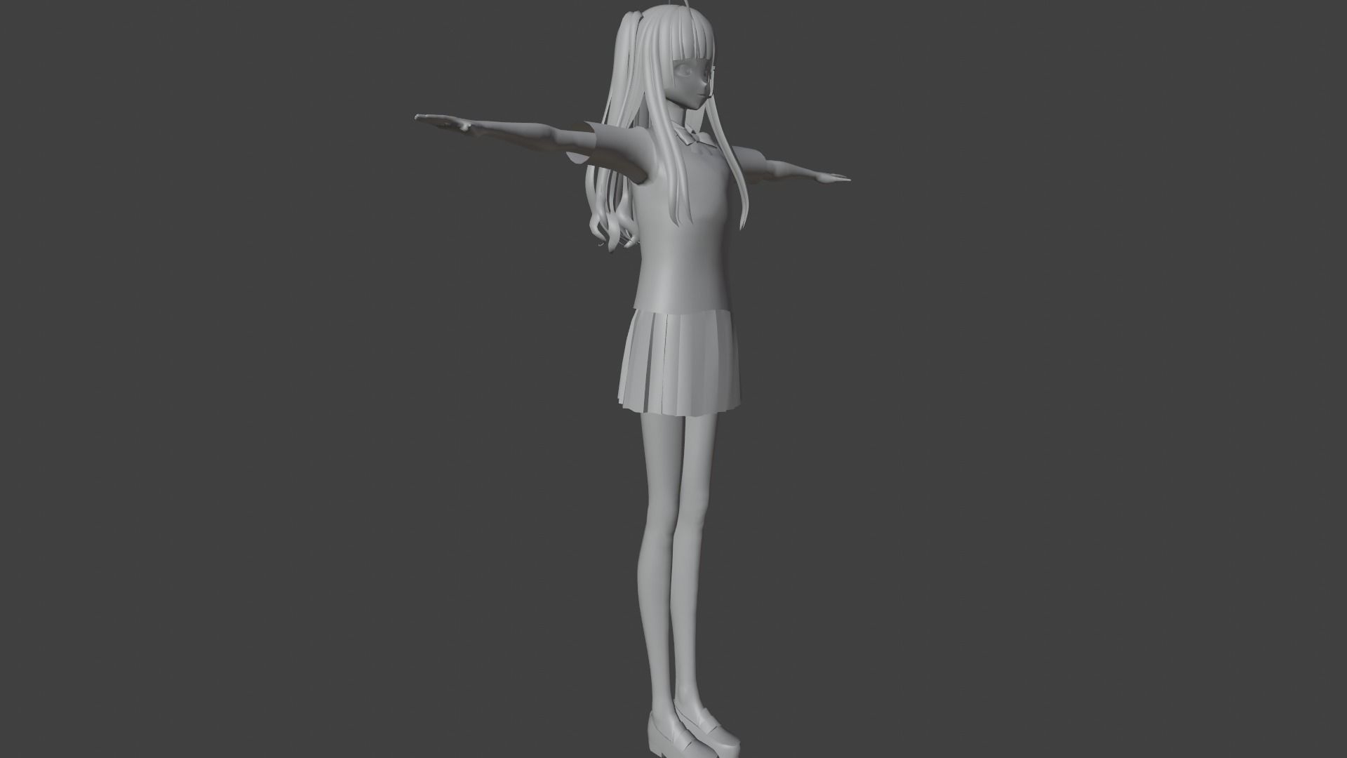 cute anime girl character - Yuri Low-poly 3D model_9