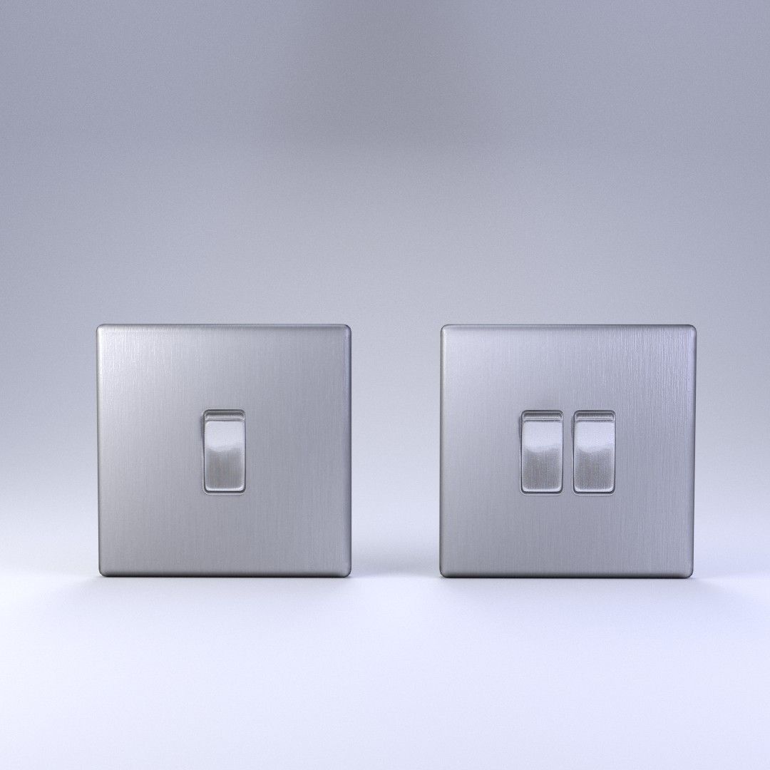 Light Switches Single and Double LOW POLY Low-poly 3D model_1