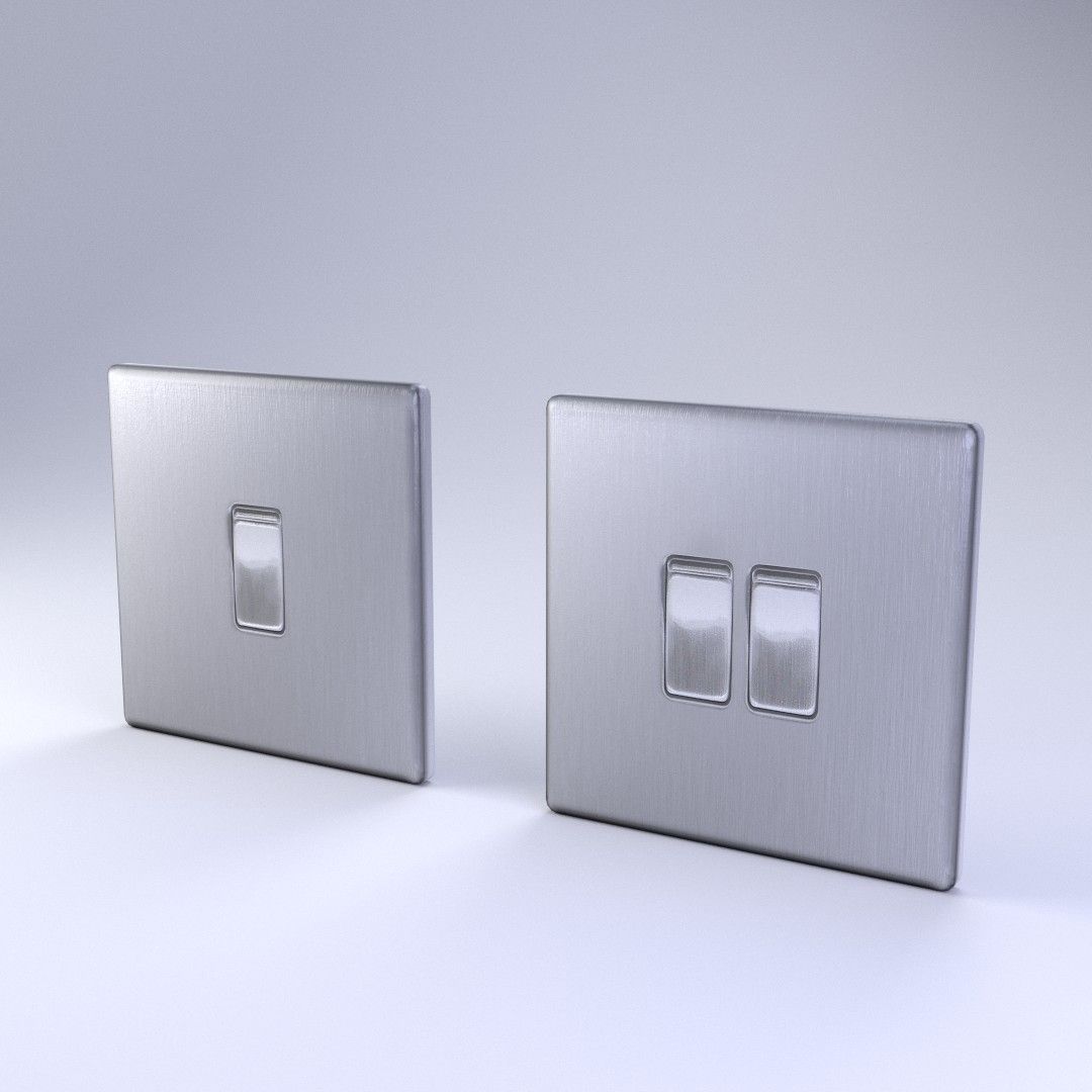 Light Switches Single and Double LOW POLY Low-poly 3D model_3