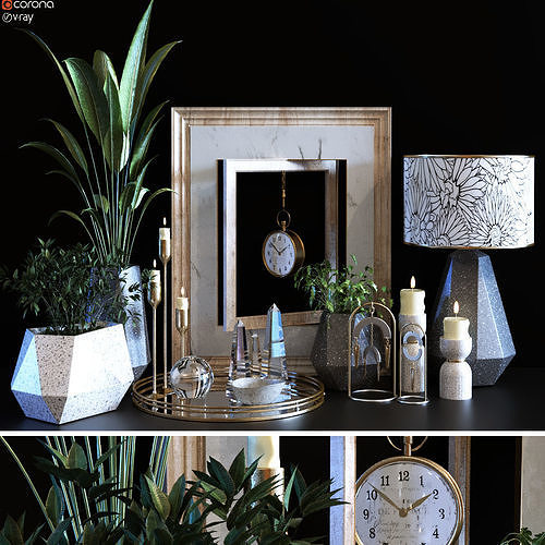 decoration object set 096 Low-poly 3D model