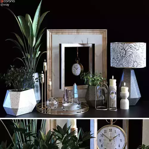 decoration object set 096 Low-poly 3D model