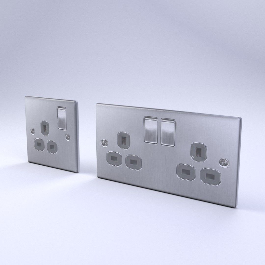 Socket LOW POLY two electrical sockets Low-poly 3D model_3
