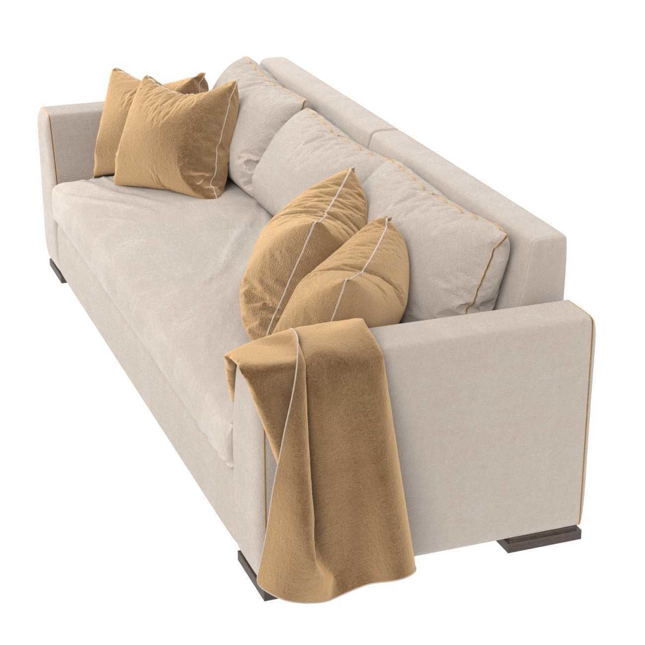 Custom three seat sofa in beige upholstery 3D model_2