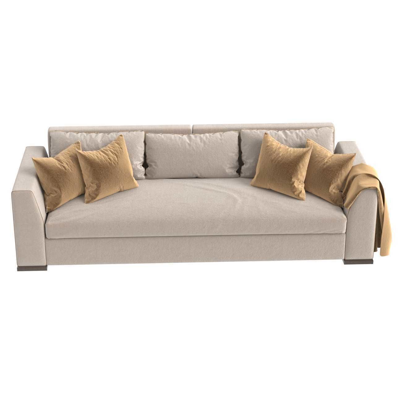 Custom three seat sofa in beige upholstery 3D model_1
