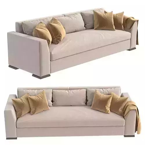 Custom three seat sofa in beige upholstery 3D model