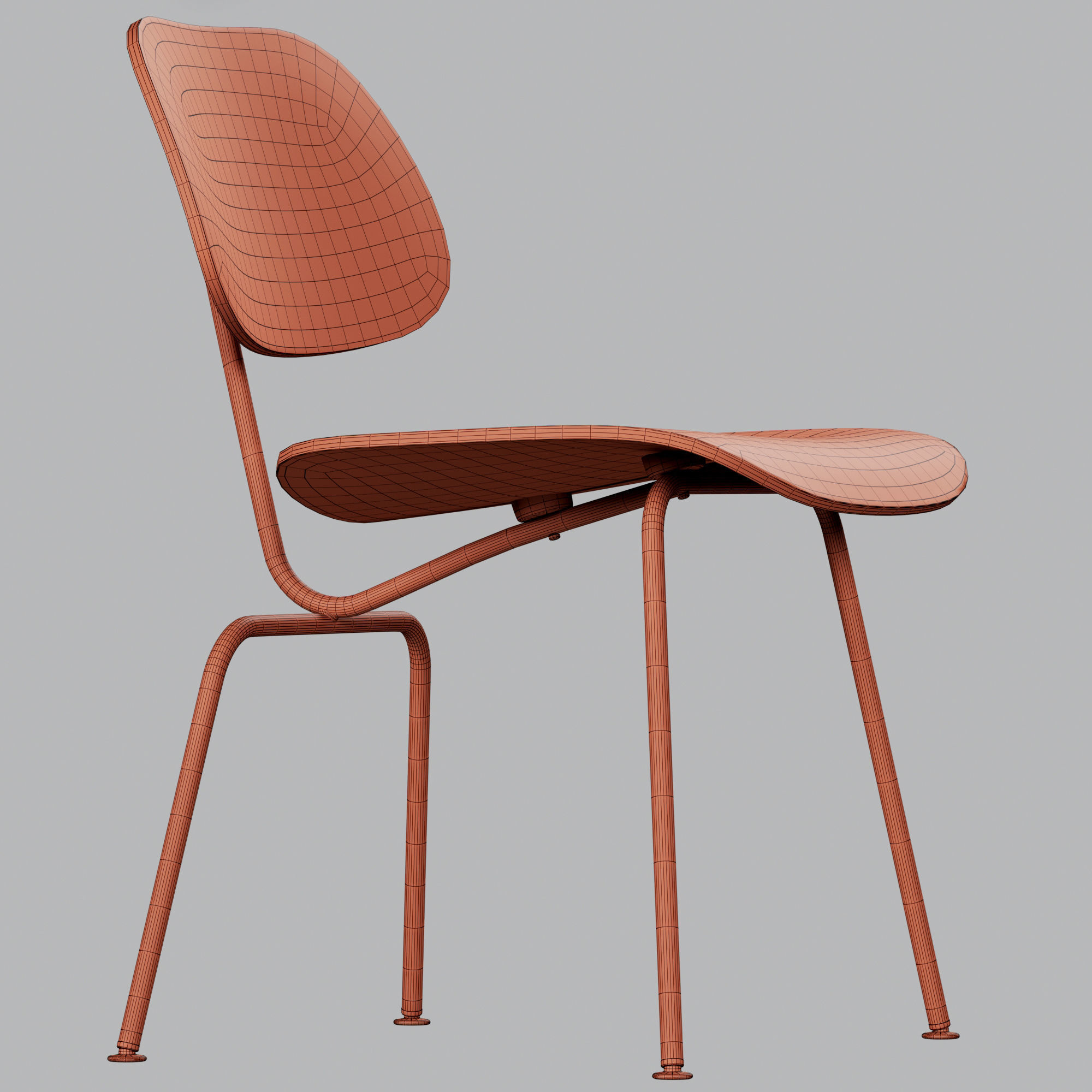 Vitra Plywood Dining Chair Metal DCM 3D model_4