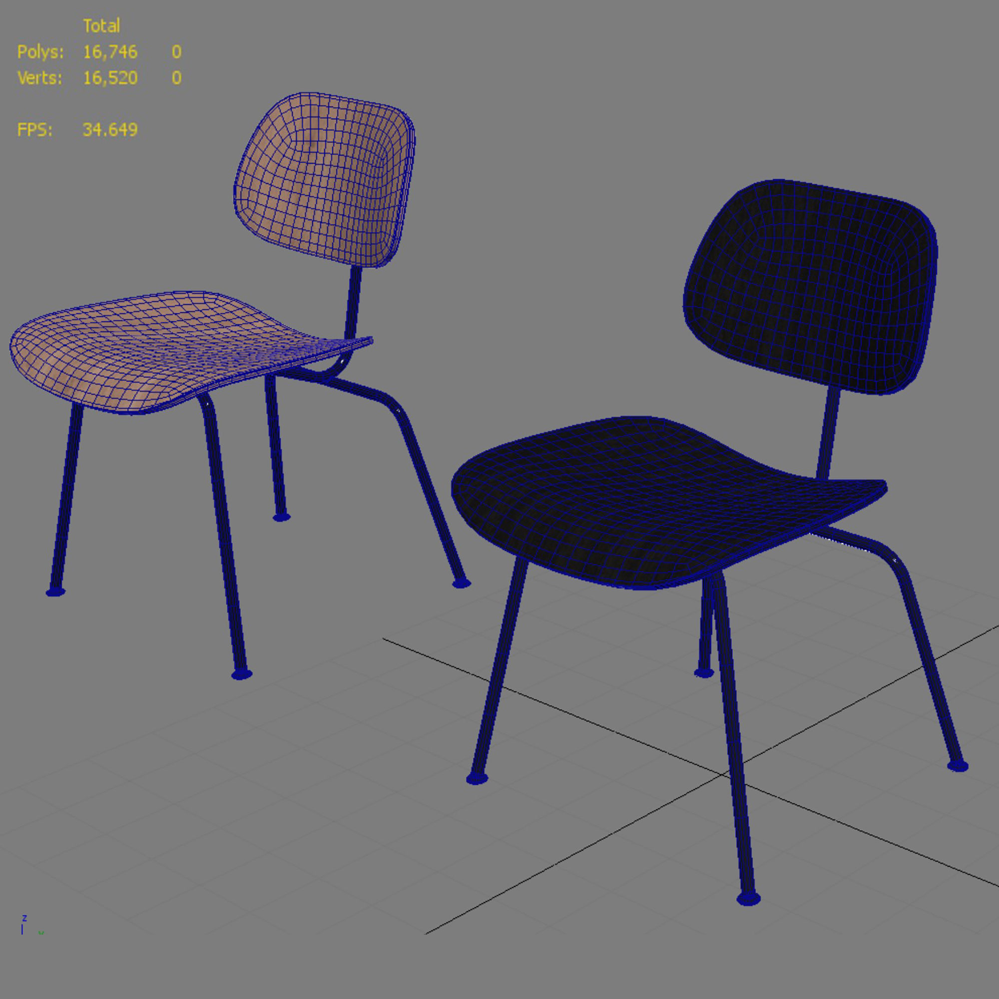 Vitra Plywood Dining Chair Metal DCM 3D model_6