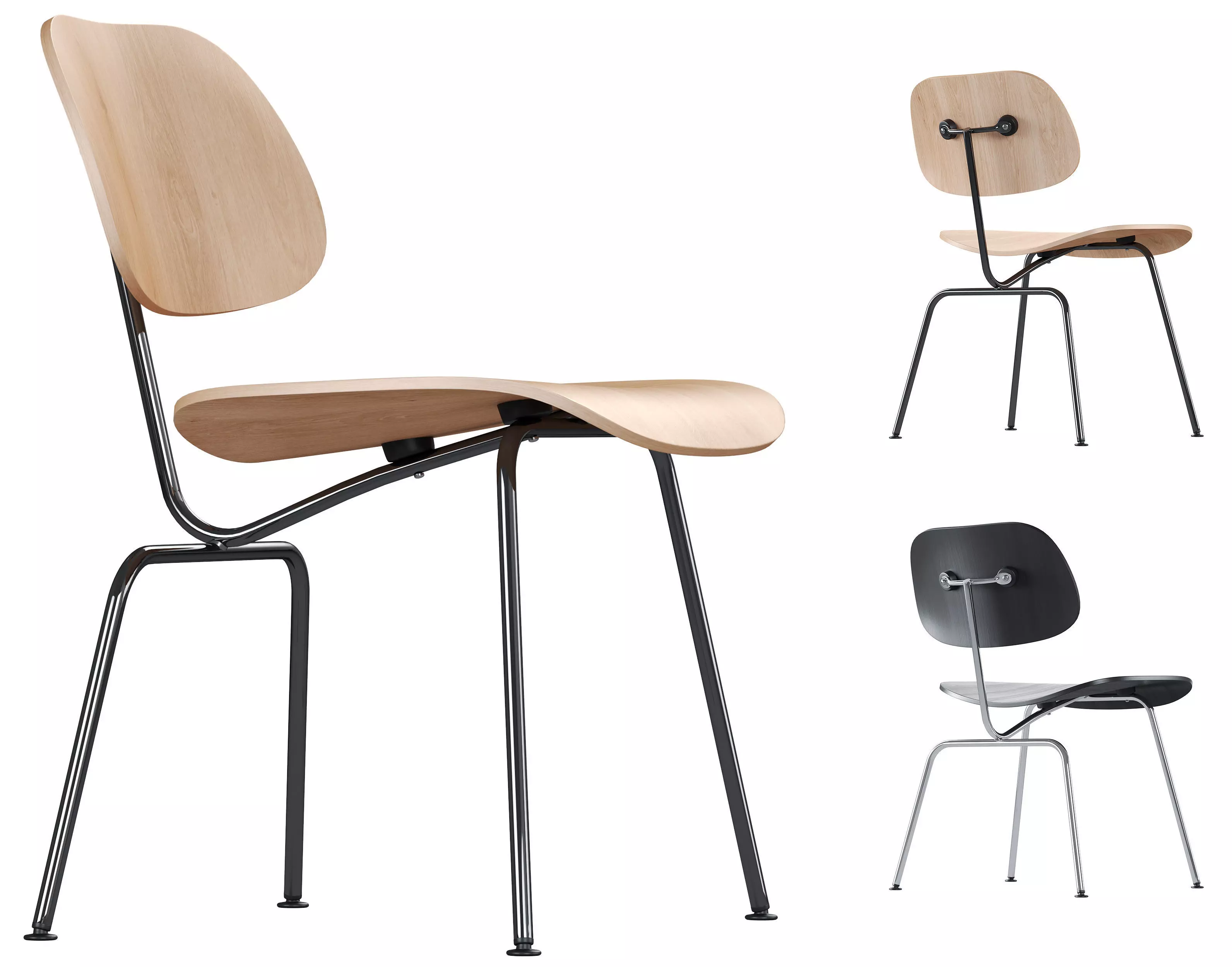 Vitra Plywood Dining Chair Metal DCM 3D model_0