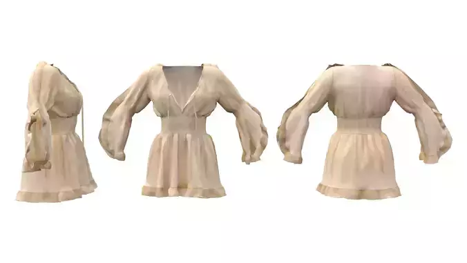 Trumpet Sleeve Flouncing Tunic Dress