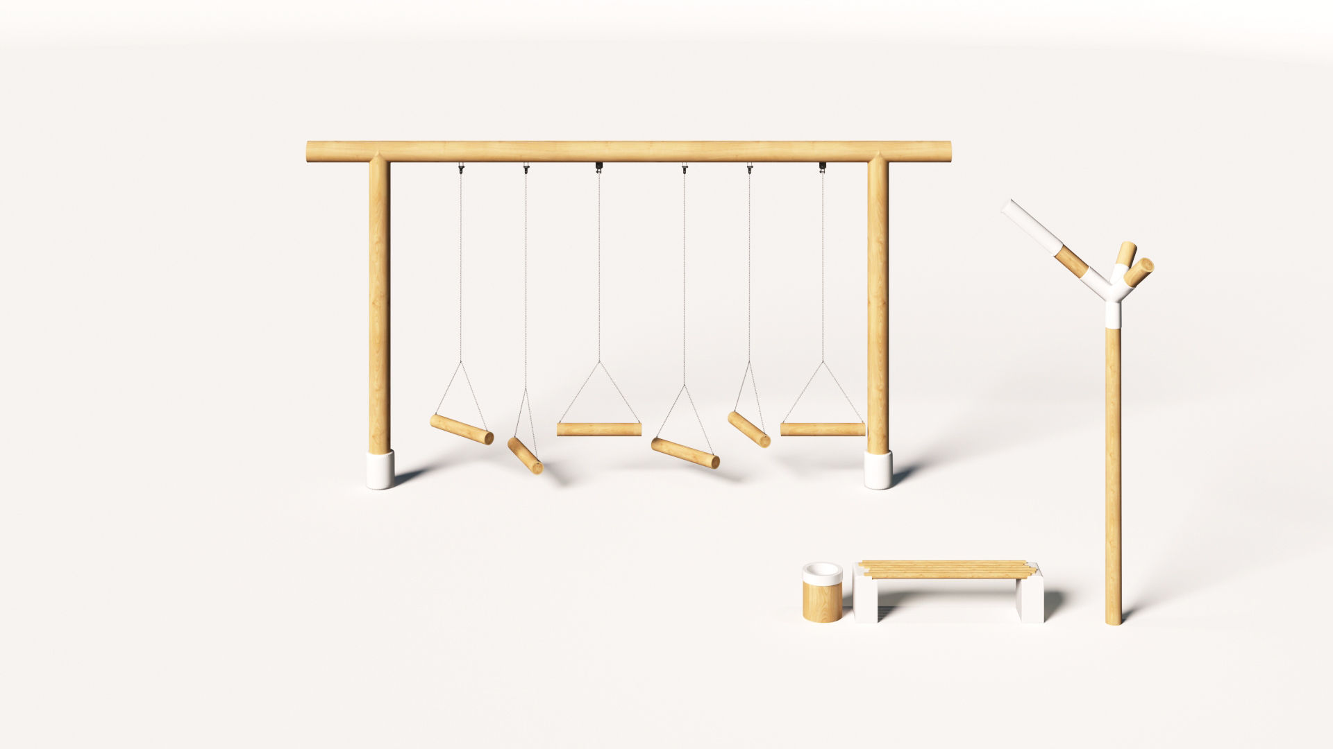 Playground set with bench and lantern 3D model_3