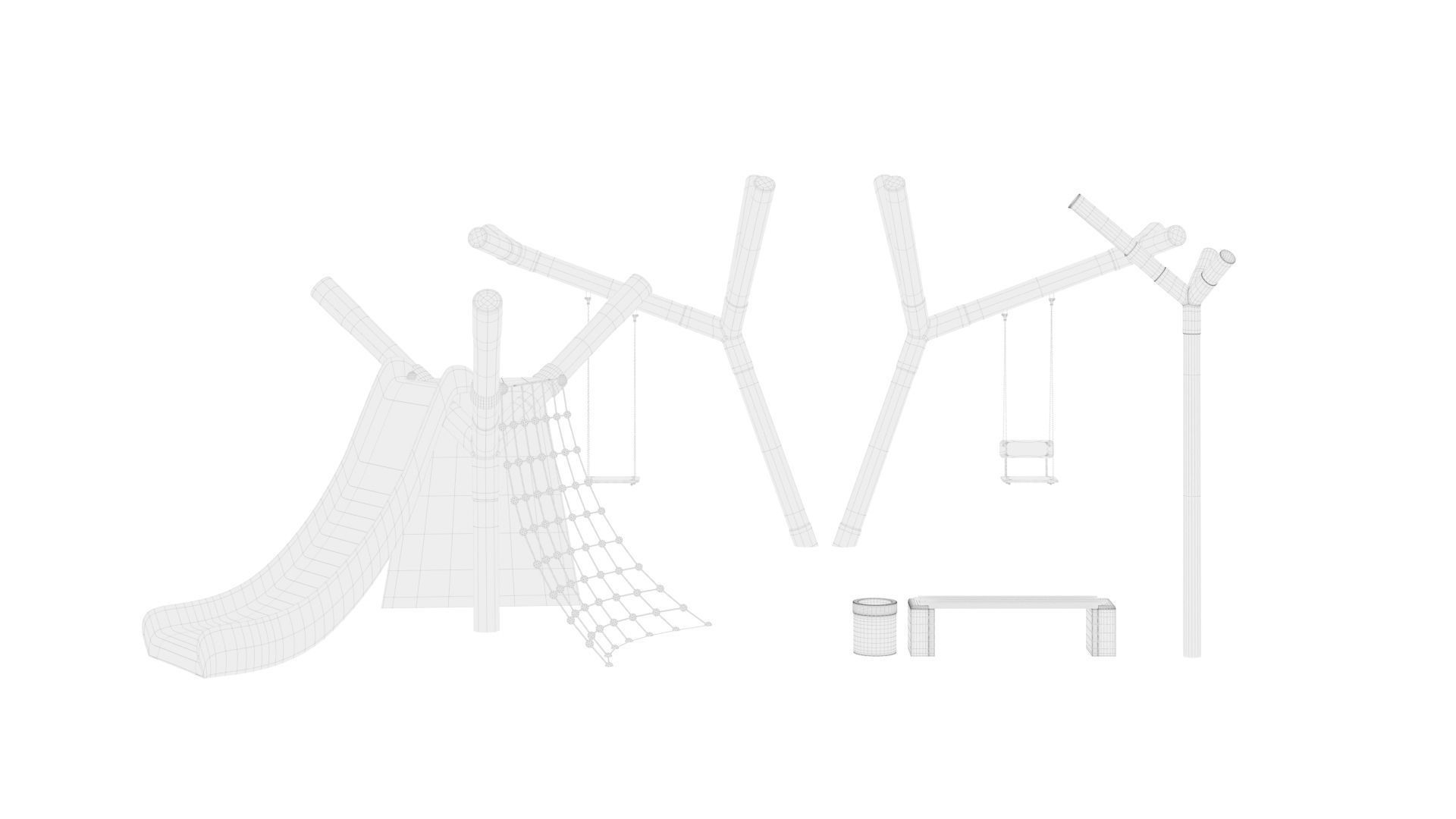 Playground set with bench and lantern 3D model_7