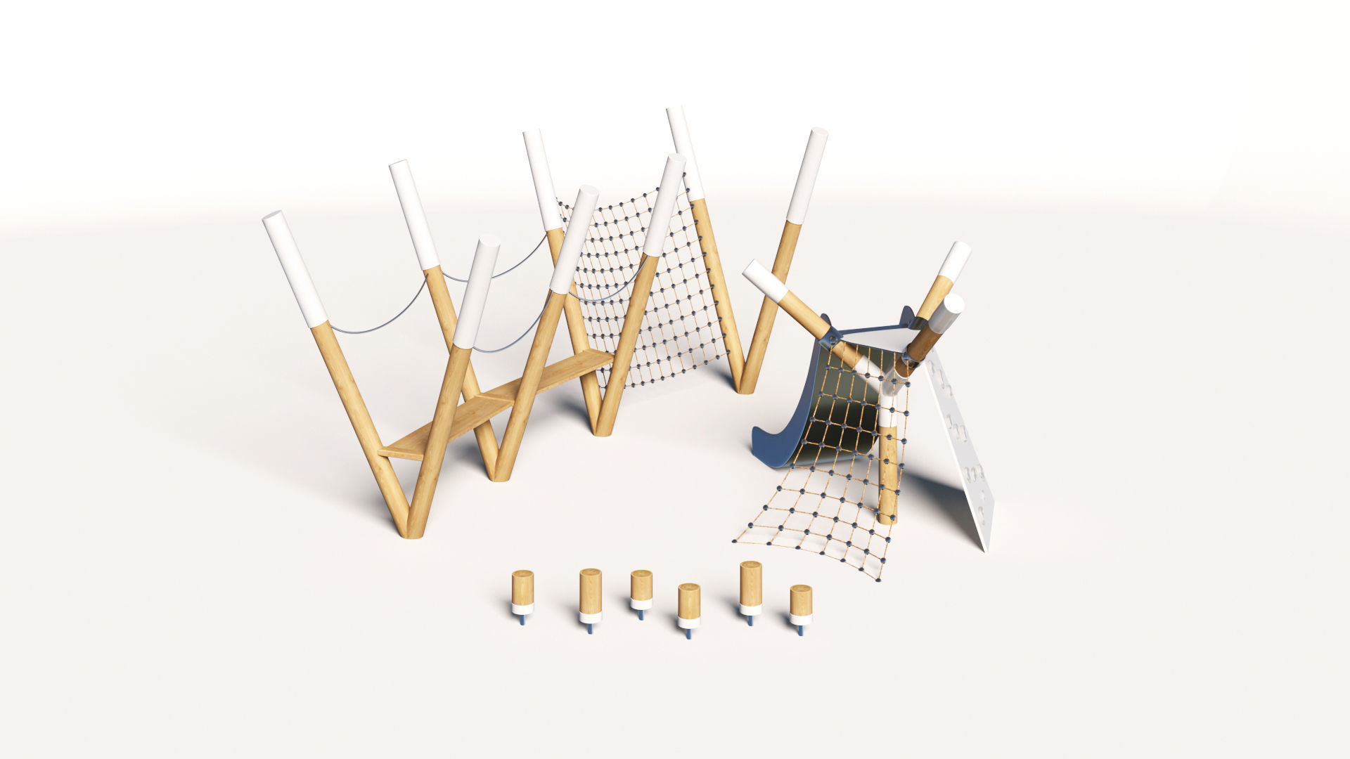 Playground set with bench and lantern 3D model_4