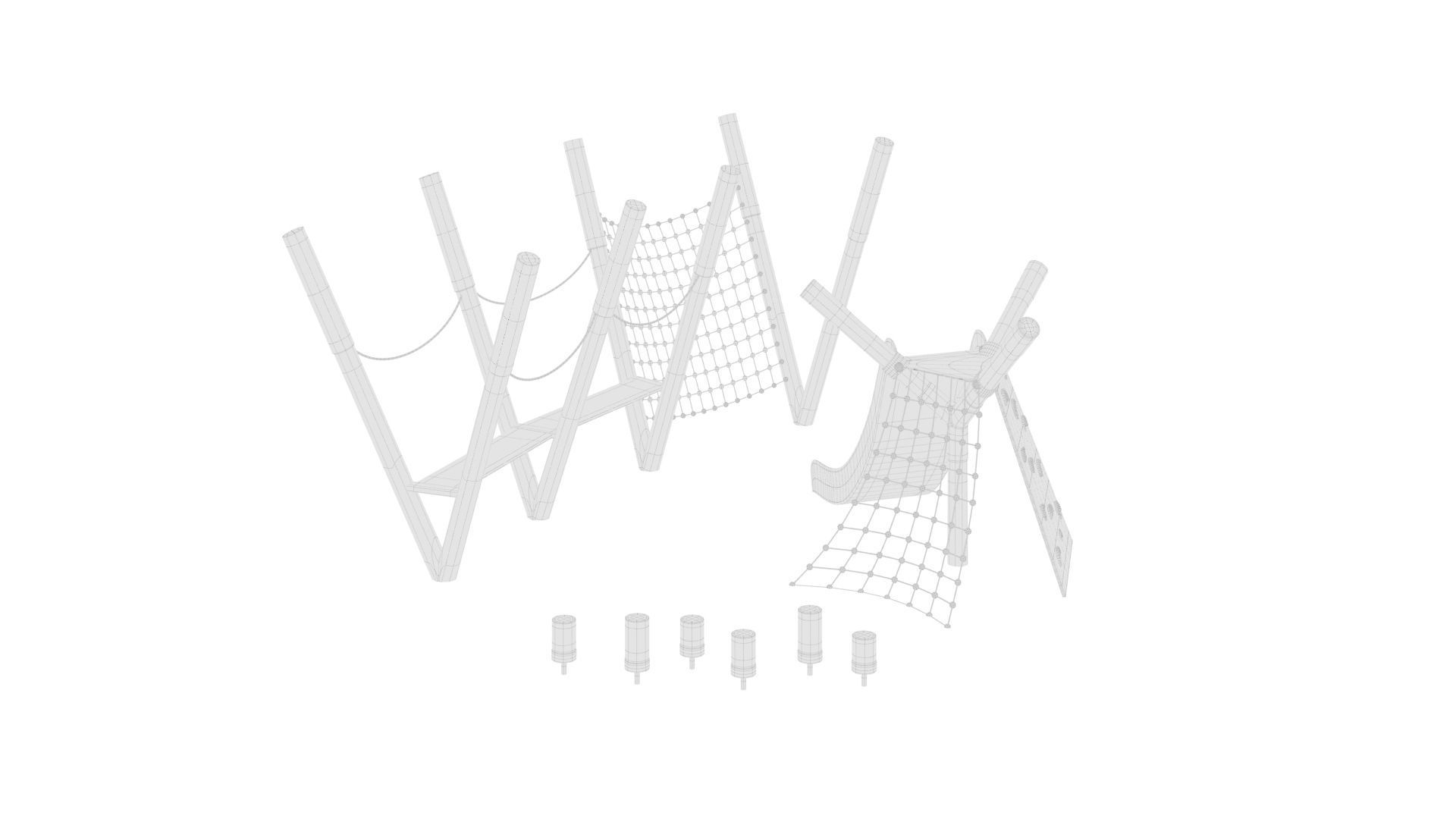 Playground set with bench and lantern 3D model_6