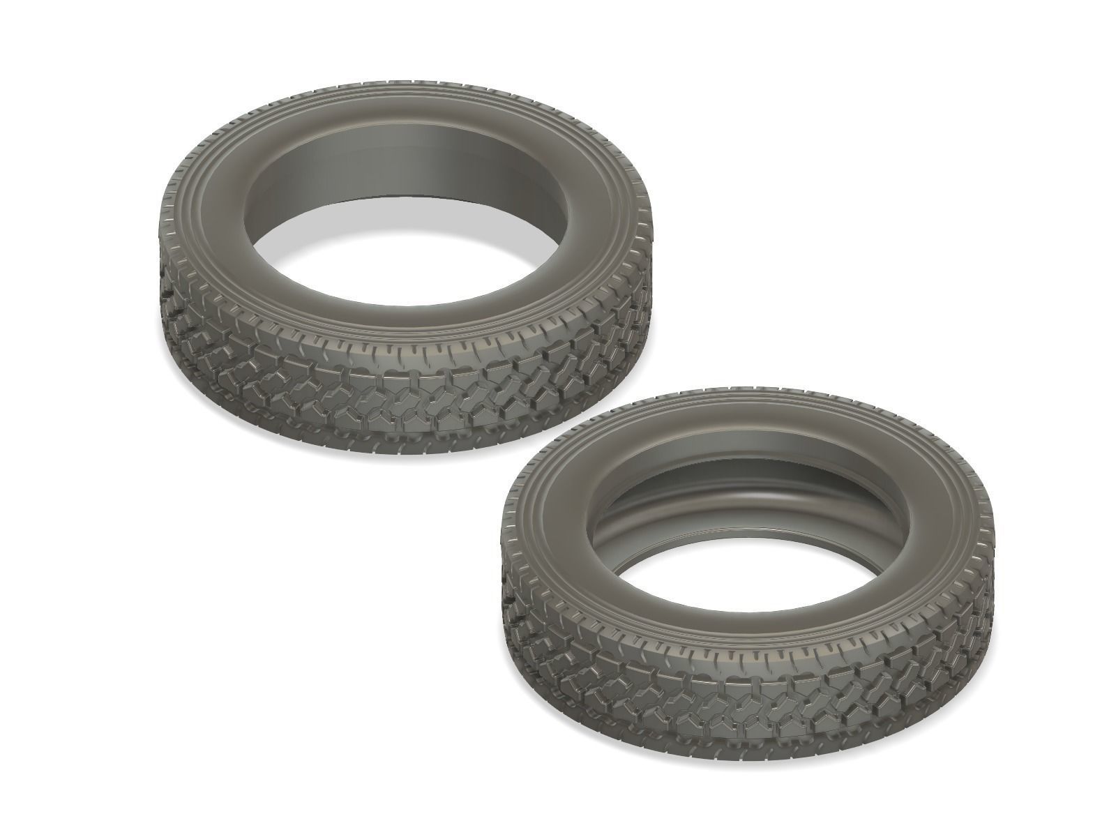 Printable 2-hole front and rear truck wheels with tires 3D print model_13