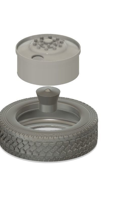 Printable 2-hole front and rear truck wheels with tires 3D print model_10