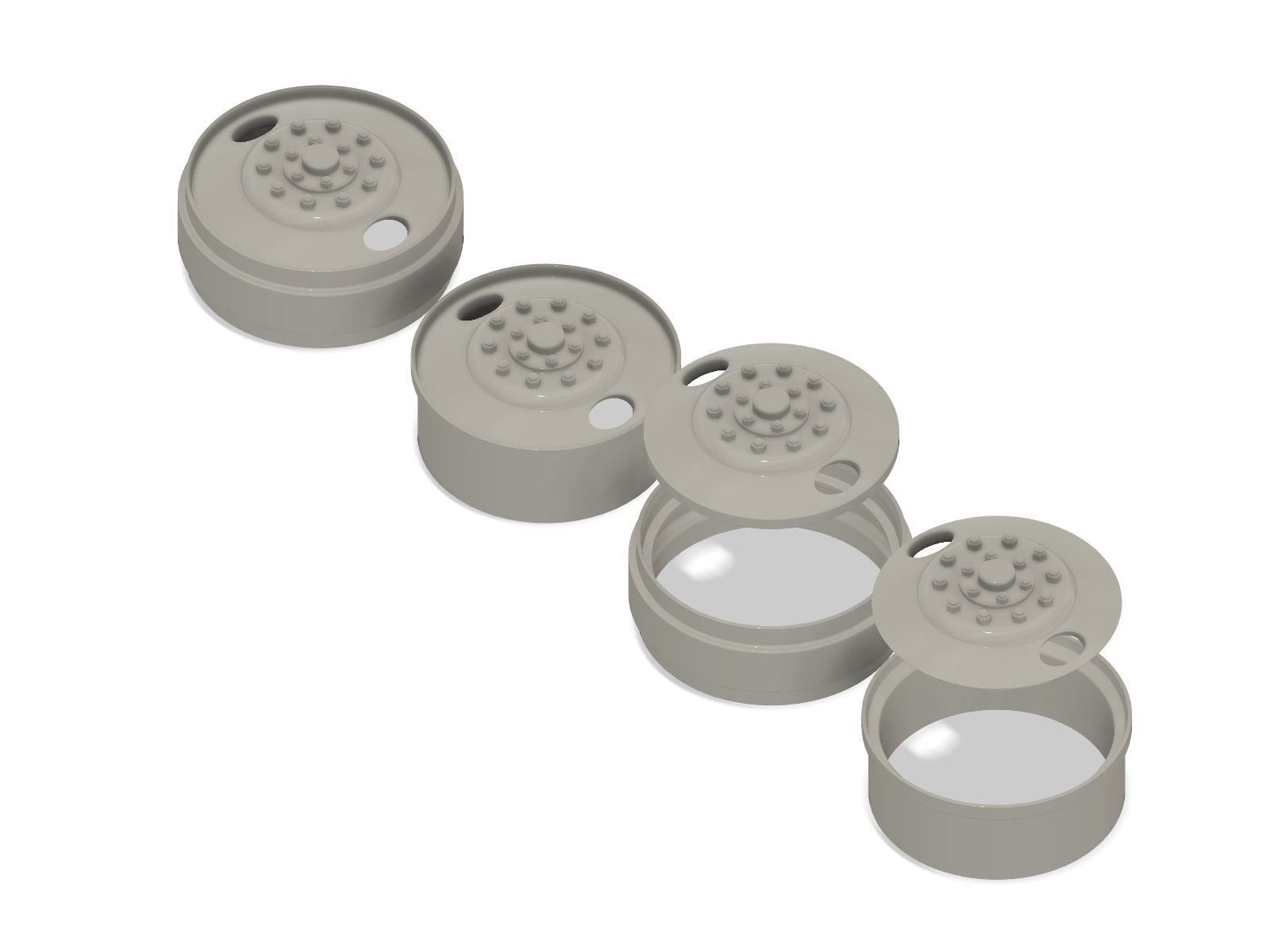 Printable 2-hole front and rear truck wheels with tires 3D print model_3