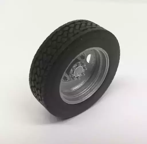 Printable 2-hole front and rear truck wheels with tires 3D print model