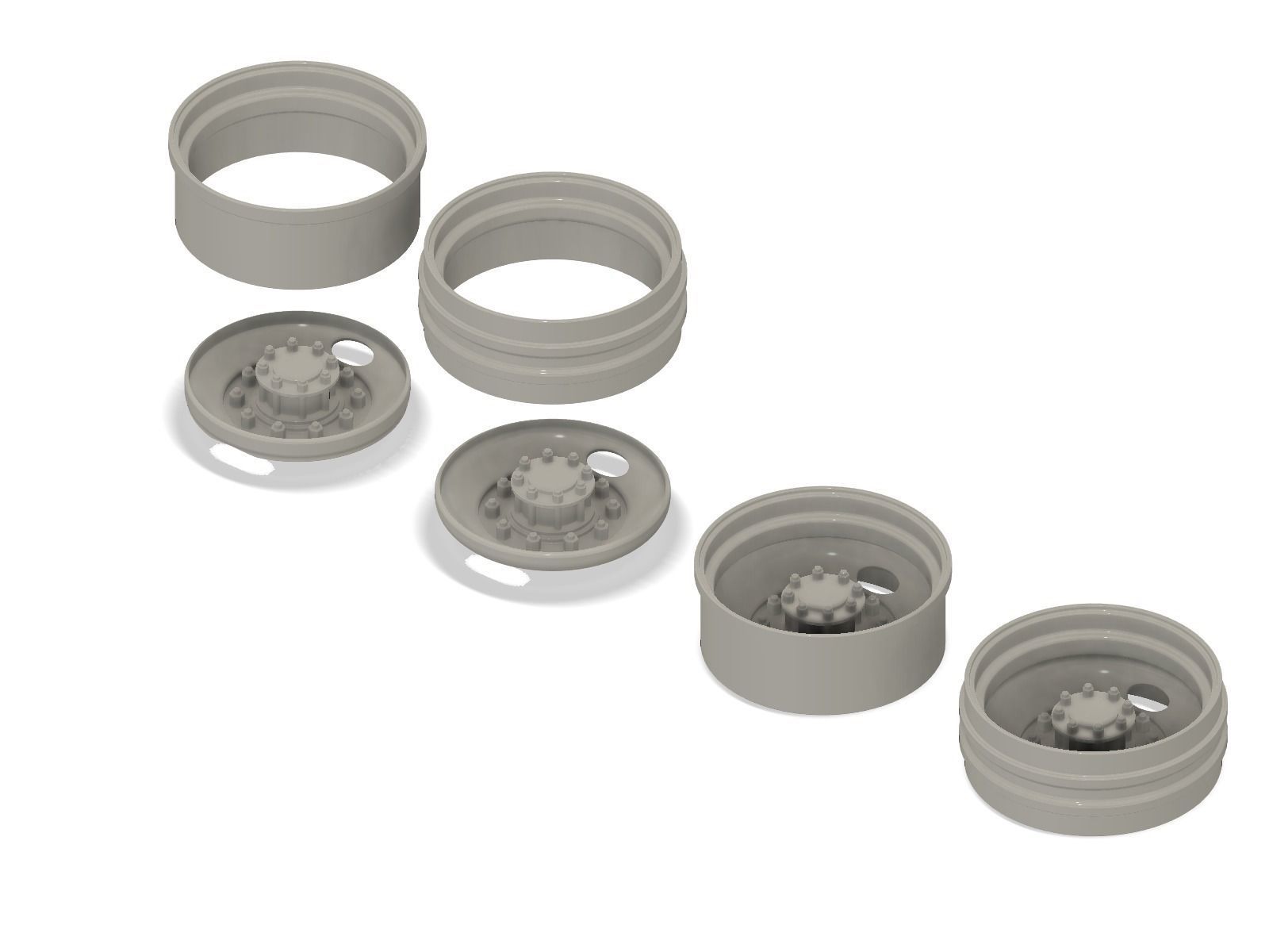 Printable 2-hole front and rear truck wheels with tires 3D print model_4