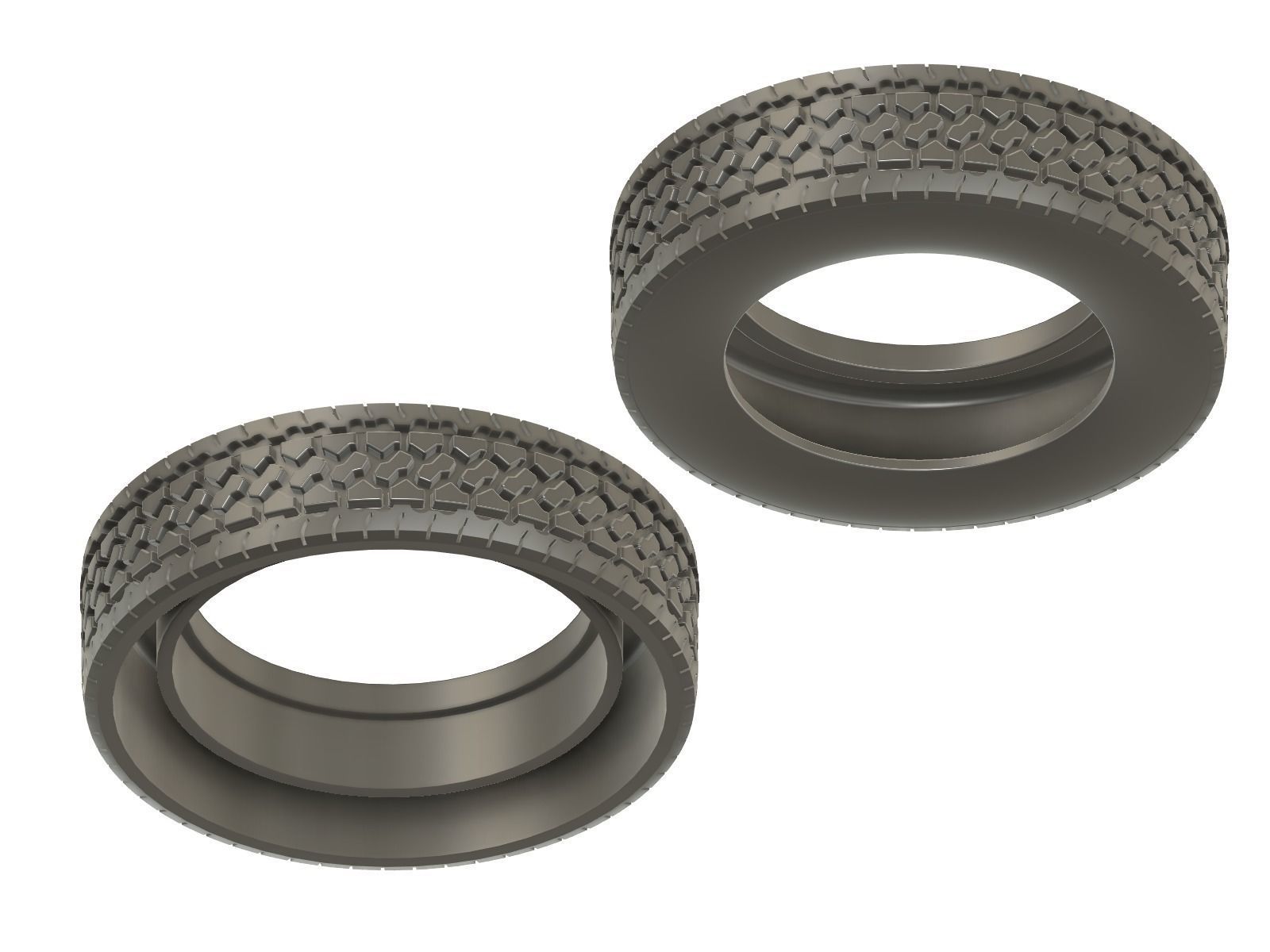 Printable 2-hole front and rear truck wheels with tires 3D print model_12