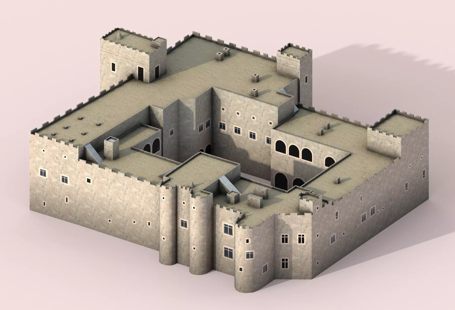 Palace of the Grand Master of the Knights of Rhodes Low-poly 3D model_0