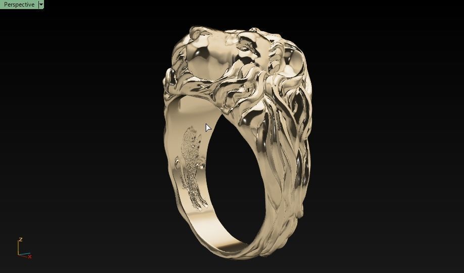 lion ring 3D print model_9