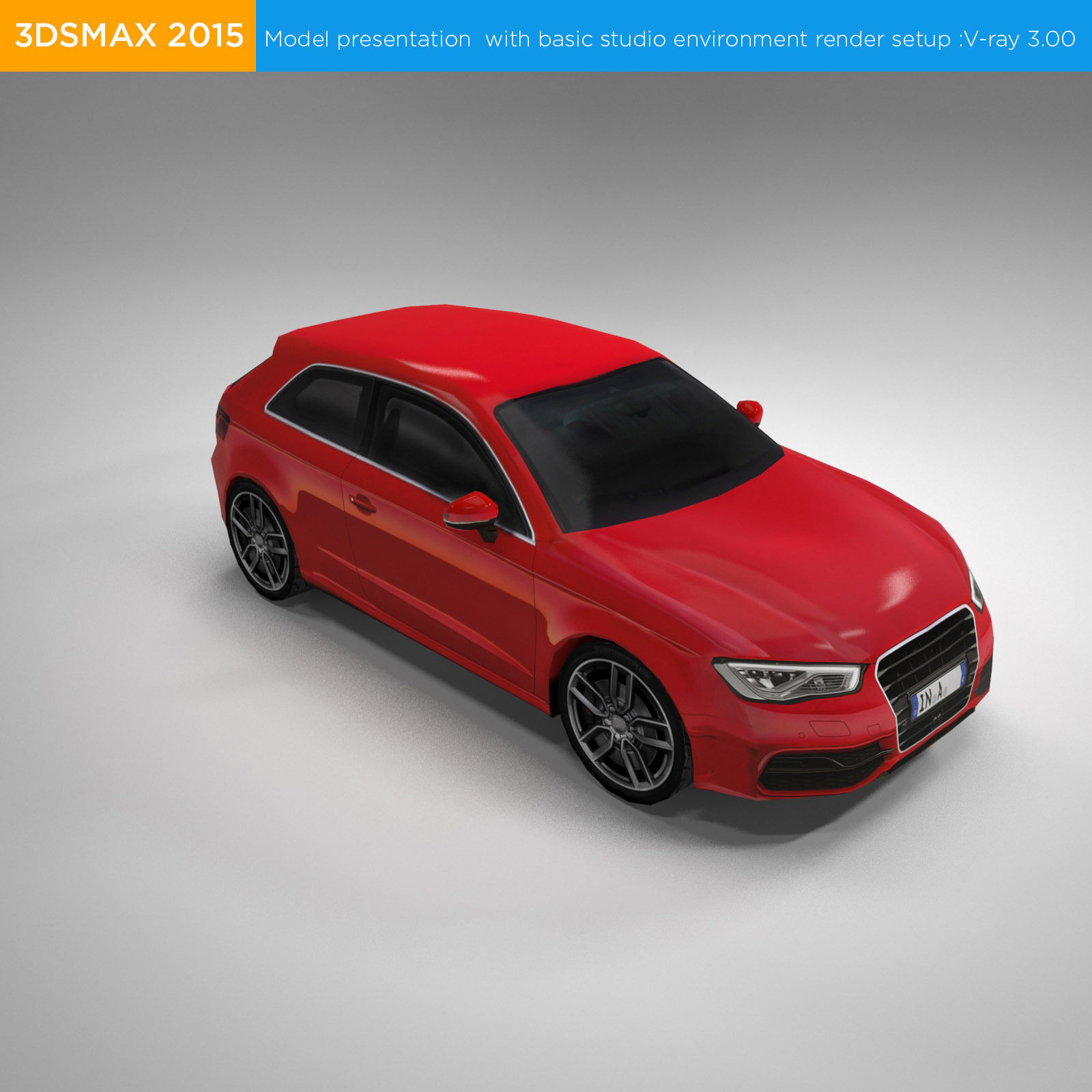 German sports hatchback  Low-poly 3D model_1