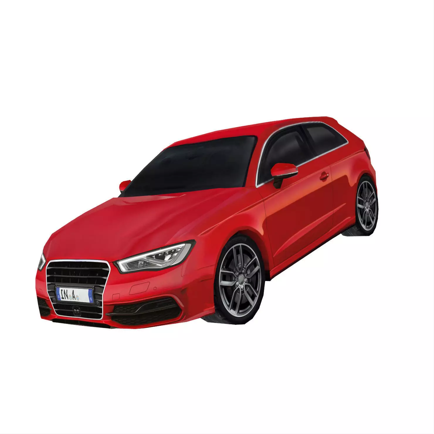 German sports hatchback  Low-poly 3D model_0