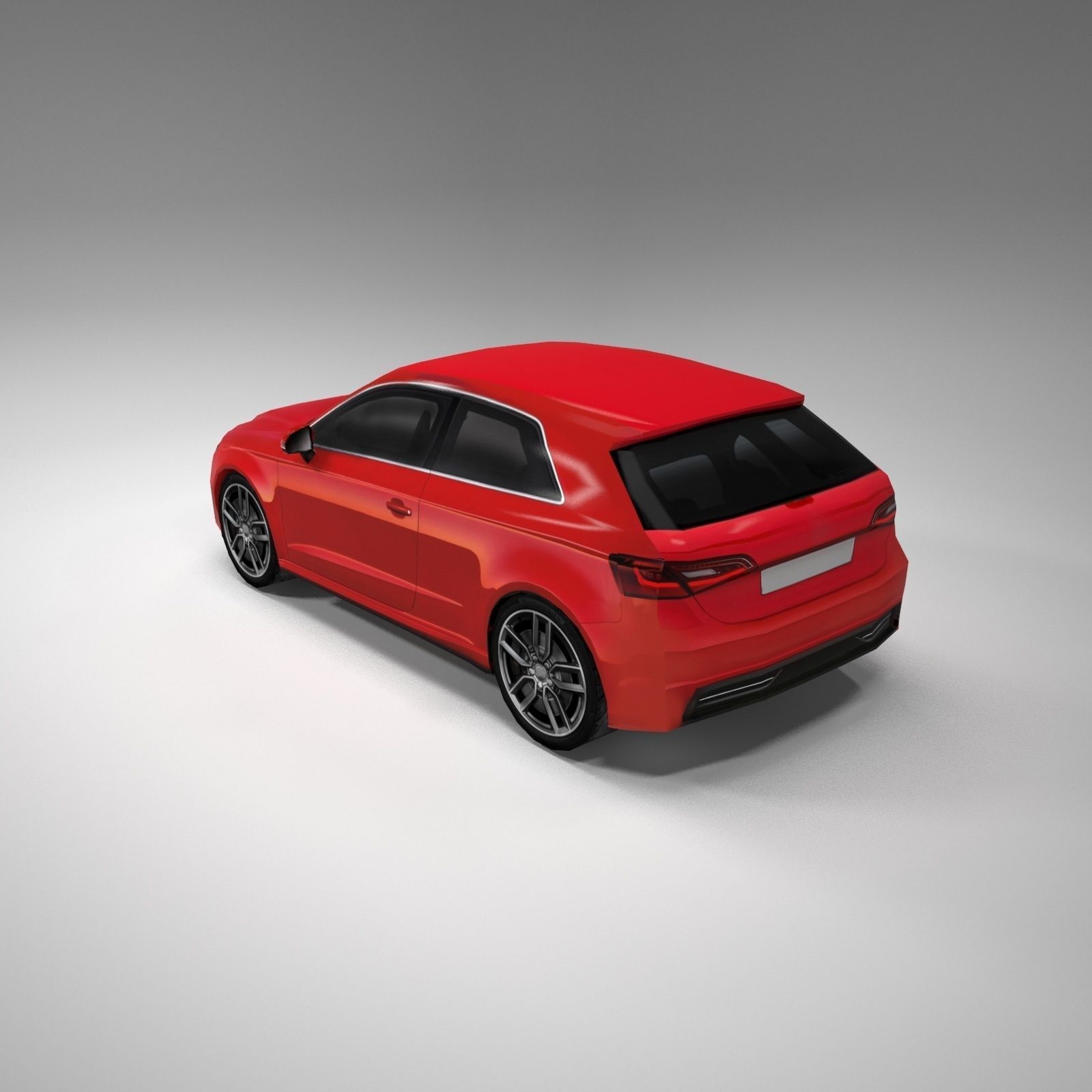 German sports hatchback  Low-poly 3D model_2
