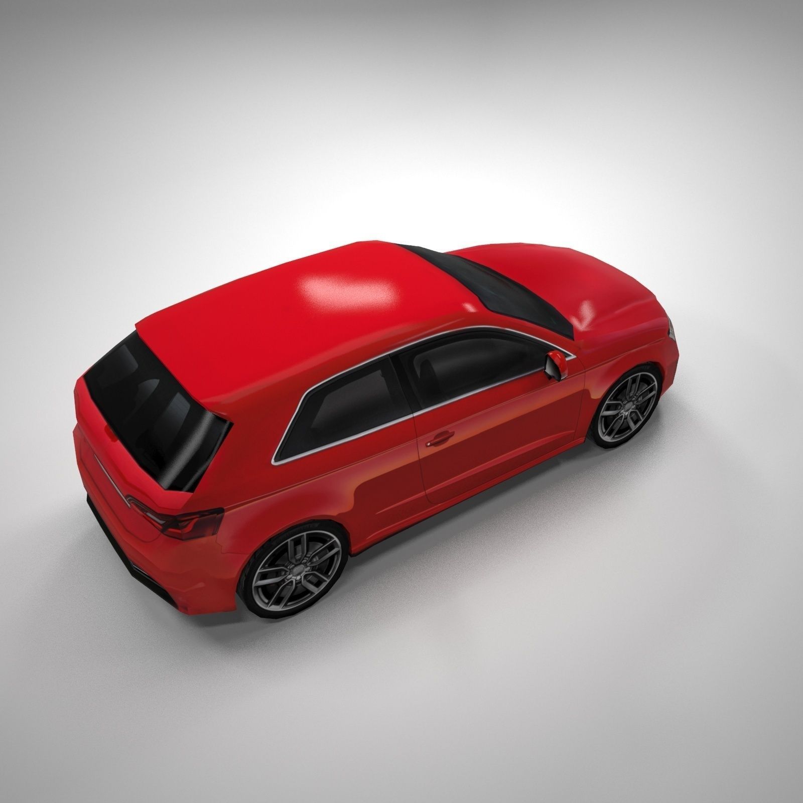 German sports hatchback  Low-poly 3D model_5