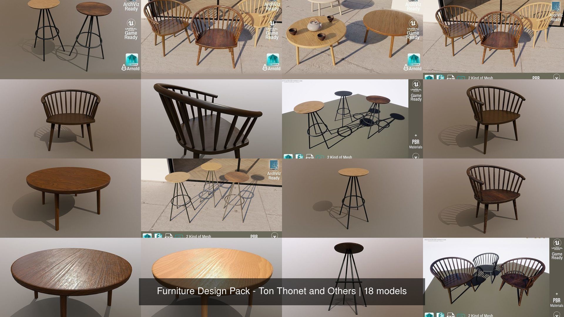 Furniture Design Pack - Ton Thonet and Others 3D Model Collection_45