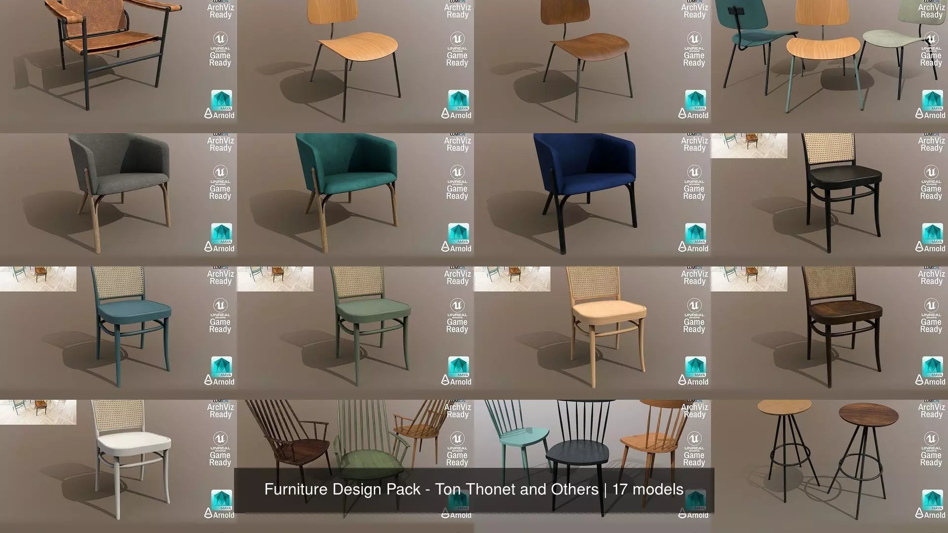 Furniture Design Pack - Ton Thonet and Others 3D Model Collection_42