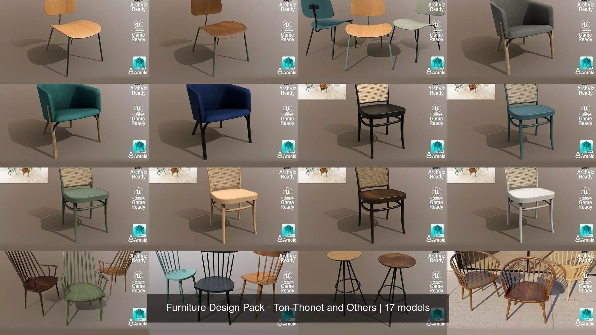 Furniture Design Pack - Ton Thonet and Others 3D Model Collection_43